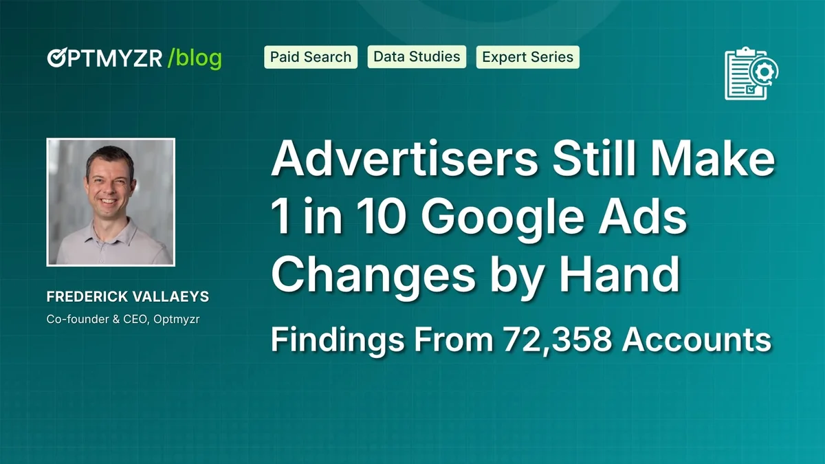 Optmyzr research cover: manual Google Ads changes across 72,358 accounts