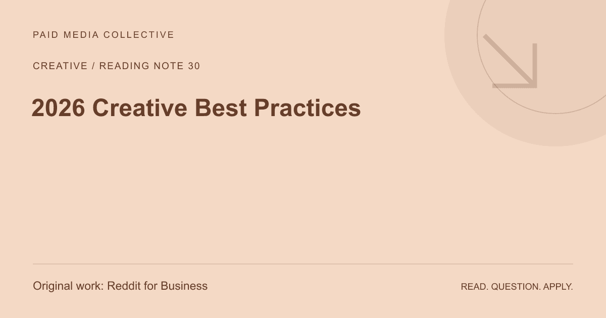 PMC reading note: 2026 Creative Best Practices. Original source: Reddit for Business.