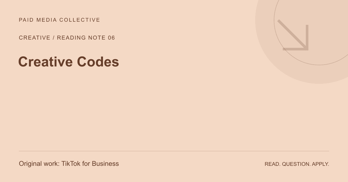 PMC reading note: Creative Codes. Original source: TikTok for Business.
