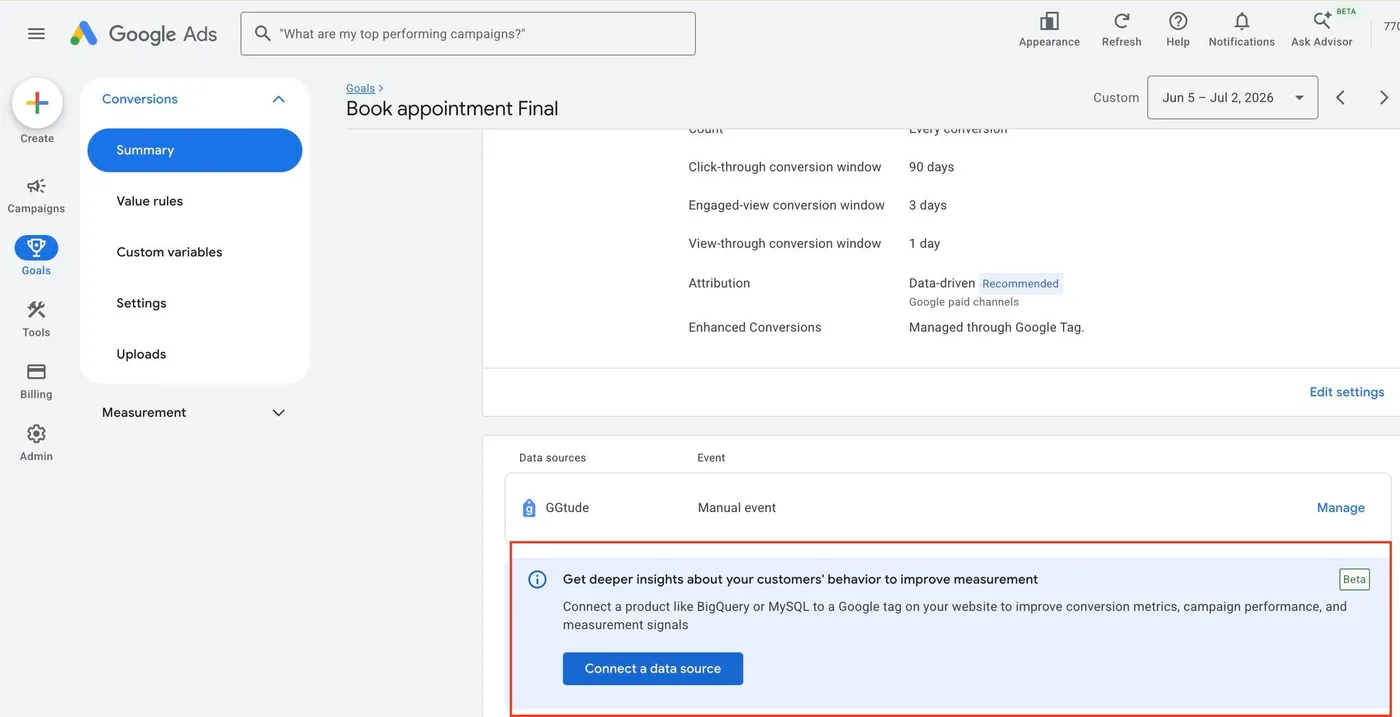 Original newsletter image: Google Ads tests direct data source connections in conversion settings