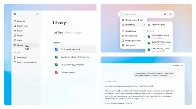Original newsletter image: ChatGPT adds a library for centralised file management across conversations