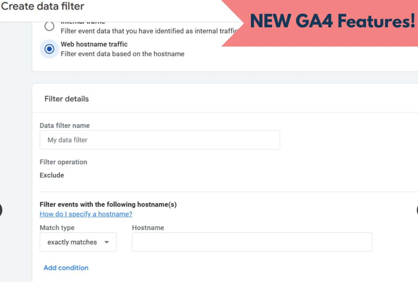 Original newsletter image: GA4 gains hostname data filters and source grouping