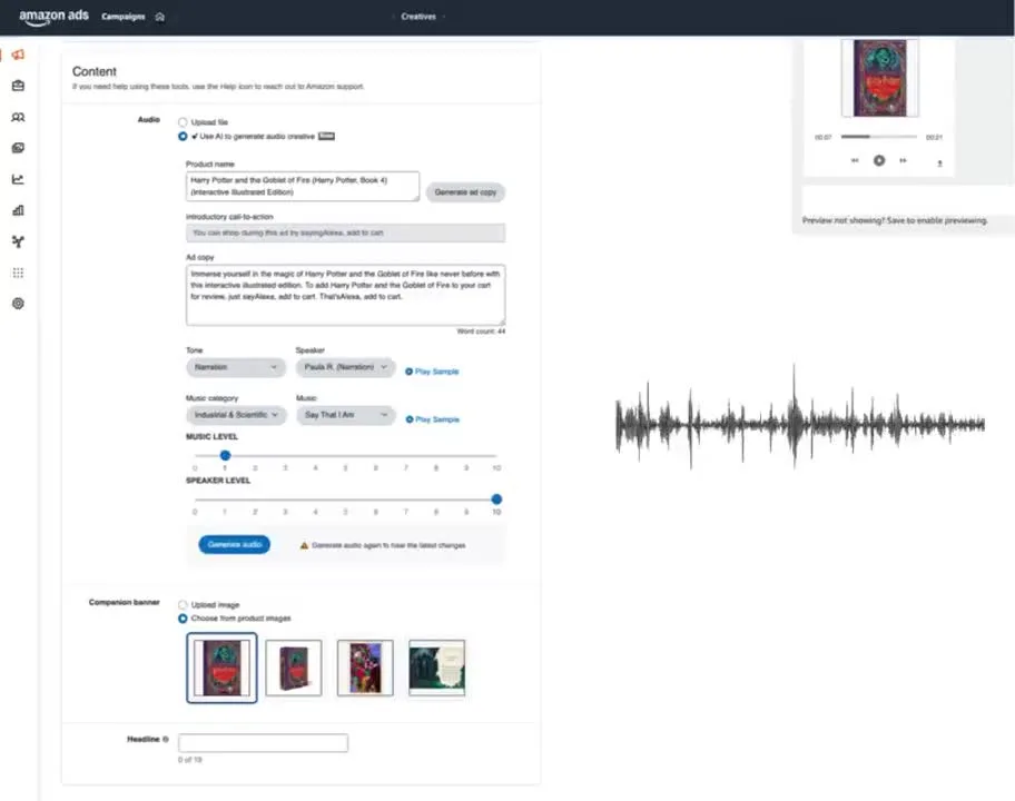 Original video poster: Amazon DSP launches AI audio ads generator with free voice and music options