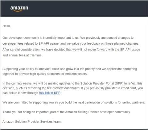 Original newsletter image: Amazon walks back FBA fee increases after seller pushback