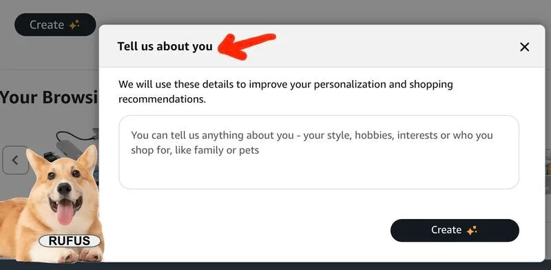 Original newsletter image: Amazon Rufus gains the shopper's personalisation profile via "Tell us about you"