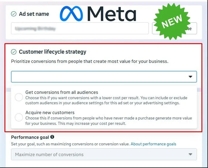 Original newsletter image: Meta adds a Customer Lifecycle Strategy for new-customer bidding