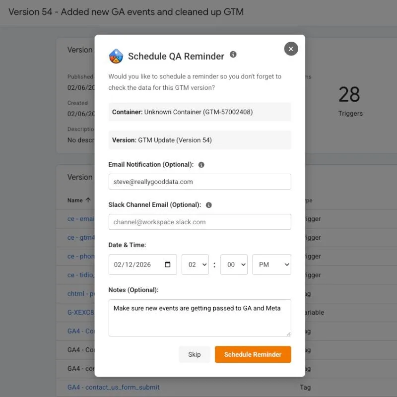 Original newsletter image: The GTM QA reminder can save your implementation