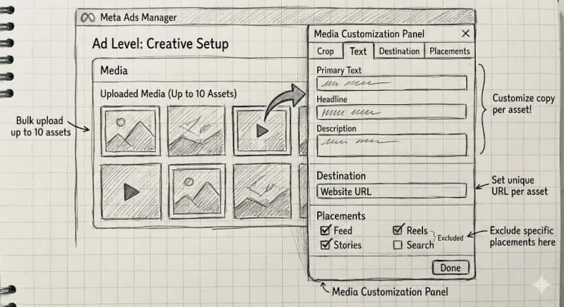 Original newsletter image: Meta redesigns Placement Customisation into "Media Pool" workflow