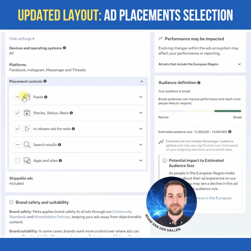 Original newsletter image: Meta updates Placements controls with format previews and aspect ratios