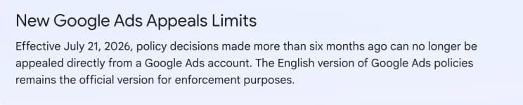 Original newsletter image: Policy appeals now expire after six months