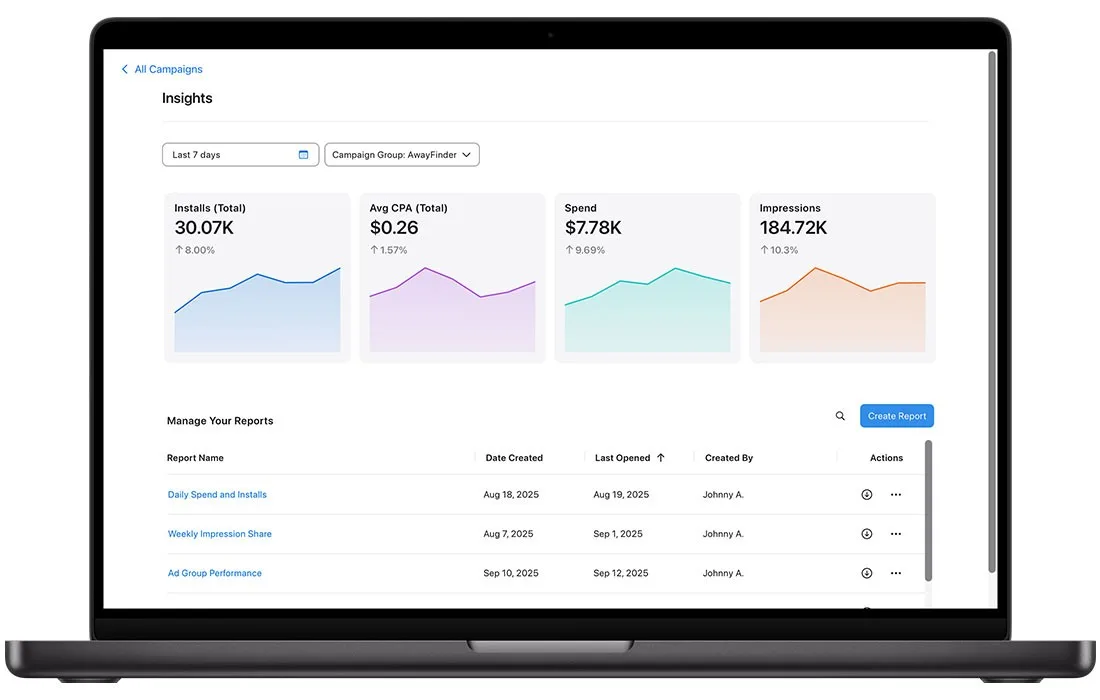 Original newsletter image: Apple Ads launches Insights, replacing Custom Report Builder
