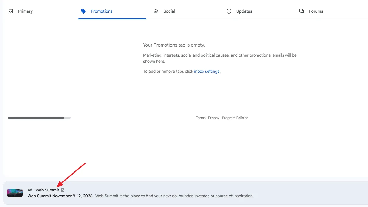 Original newsletter image: Gmail ads move to the bottom of the Promotions and Social tabs