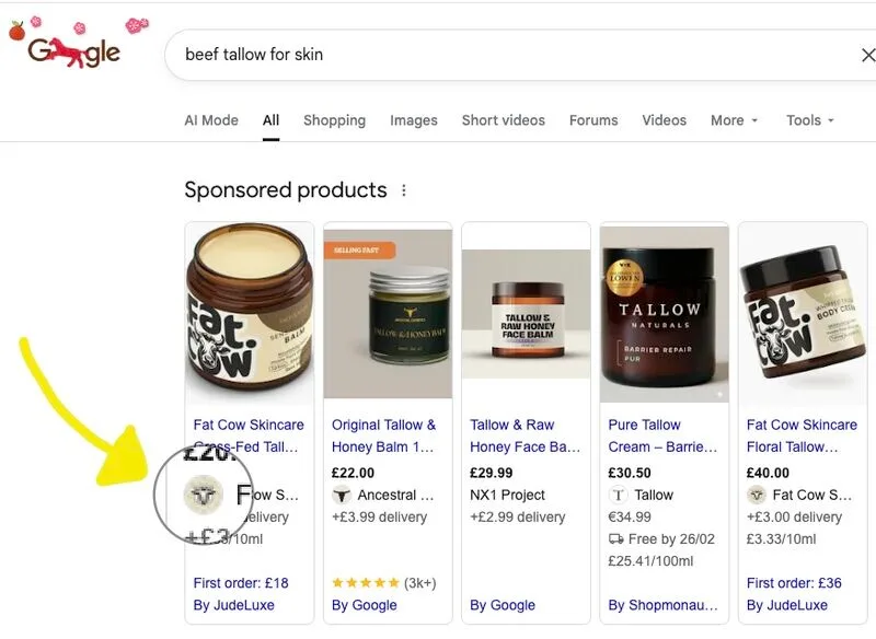 Original newsletter image: Brand logos are now visible in Google Shopping results