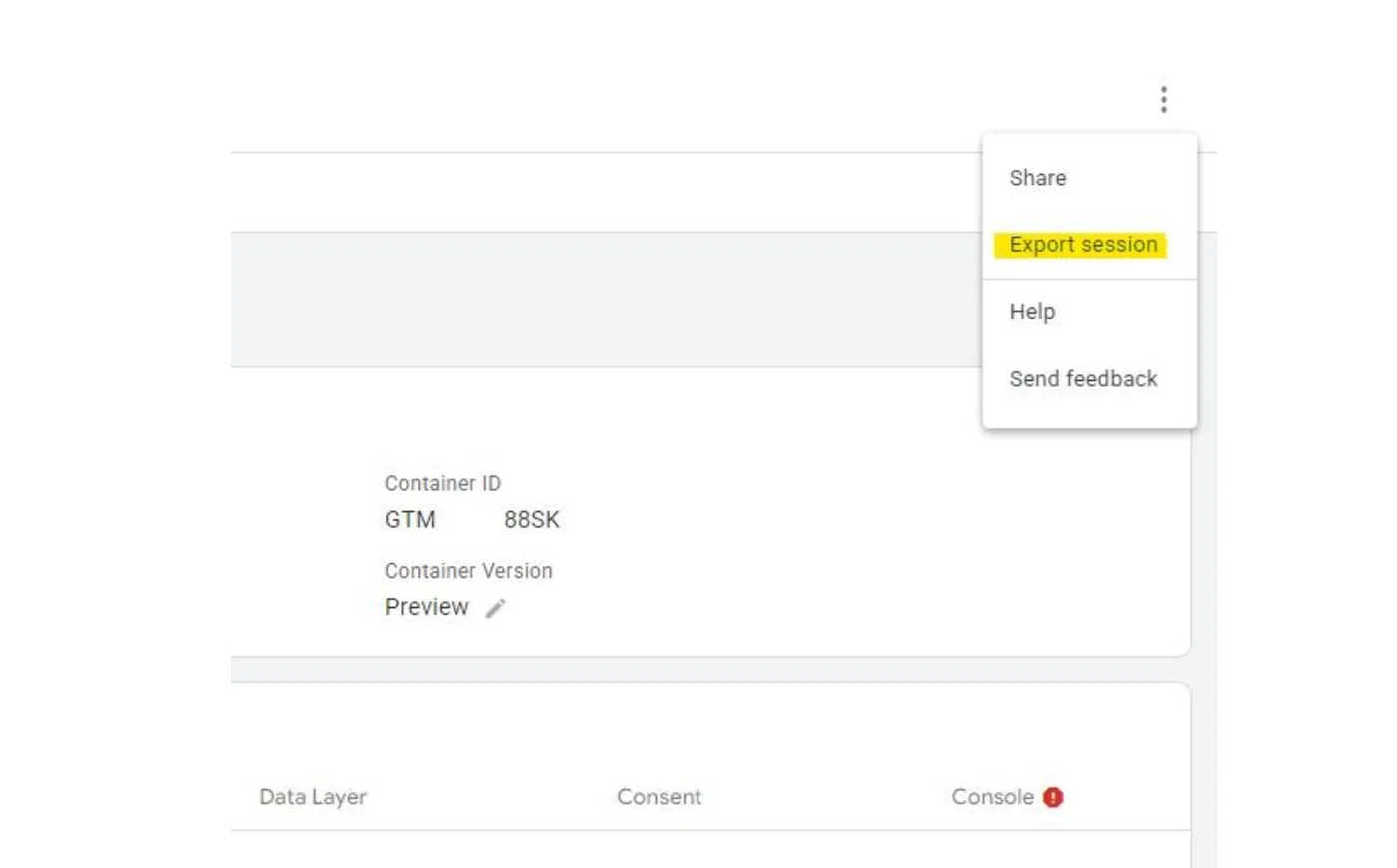 Original newsletter image: The GTM Export Session feature enables shareable debugging files