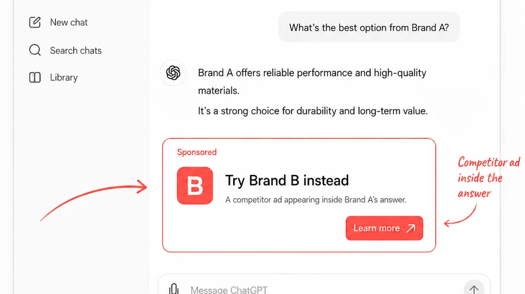 Original newsletter image: Ads answer 73.6% of shopping questions, logging shows