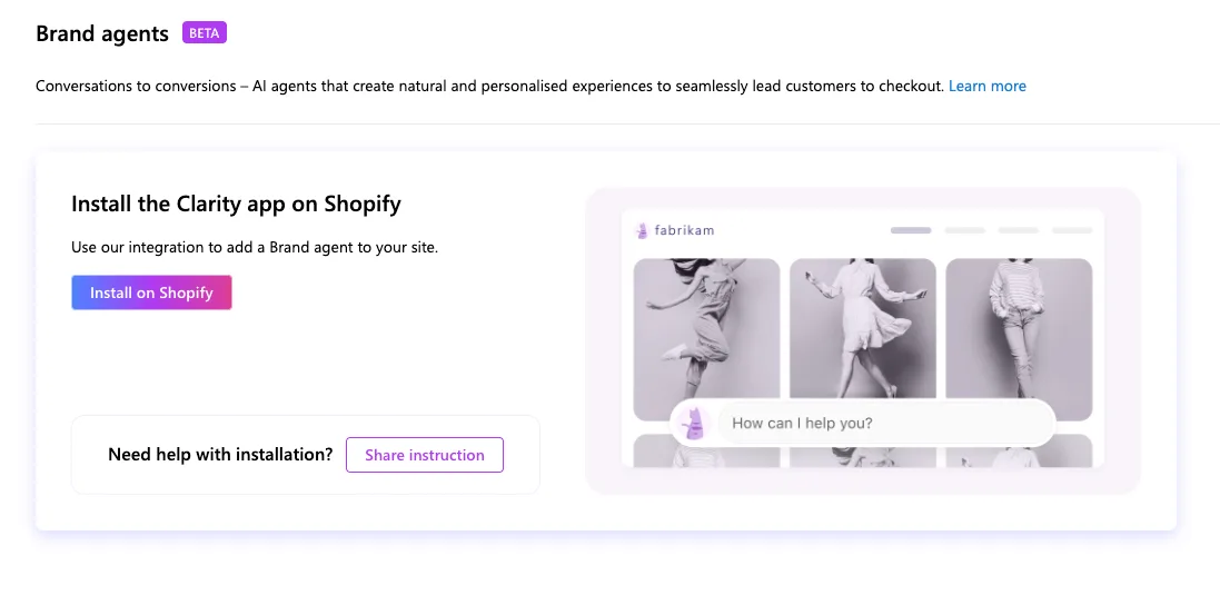 Original newsletter image: Microsoft Brand Agents are now available for Shopify merchants via Clarity