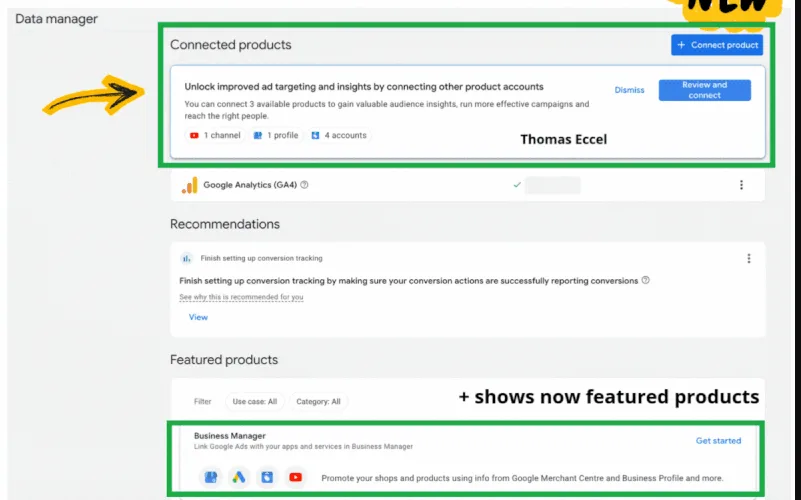 Original newsletter image: Google Ads Data Manager now suggests integrations based on user email