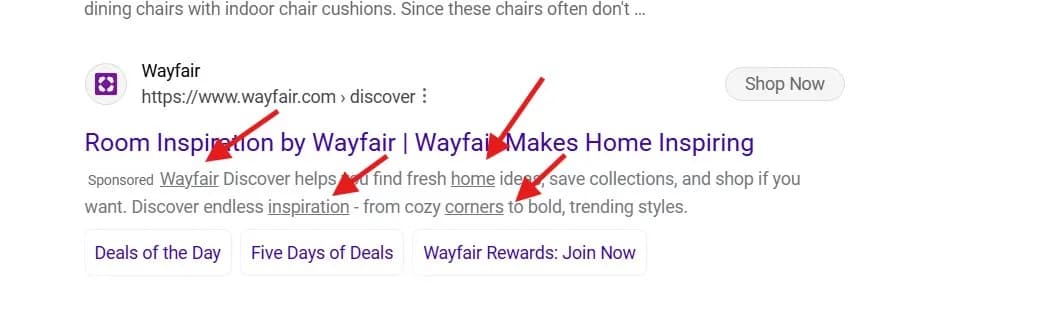 Original newsletter image: Microsoft tests underlined text in Bing Ads description snippets