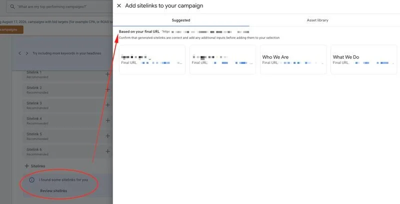 Original newsletter image: Google Ads starts surfacing sitelink suggestions proactively
