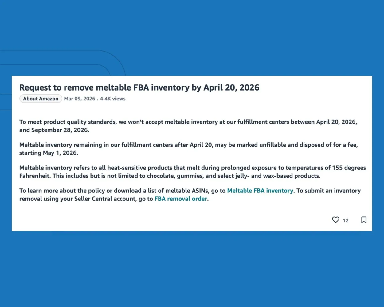 Original newsletter image: Amazon silently suppresses US listings enrolled in North America Remote Fulfilment