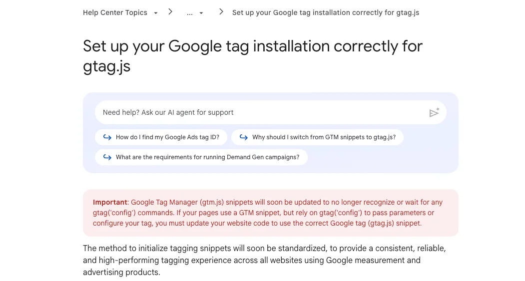 Original newsletter image: GTM containers will stop waiting for gtag(config) commands