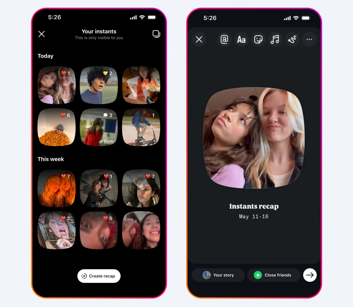 Original newsletter image: Instagram launches Instants for share-in-the-moment content
