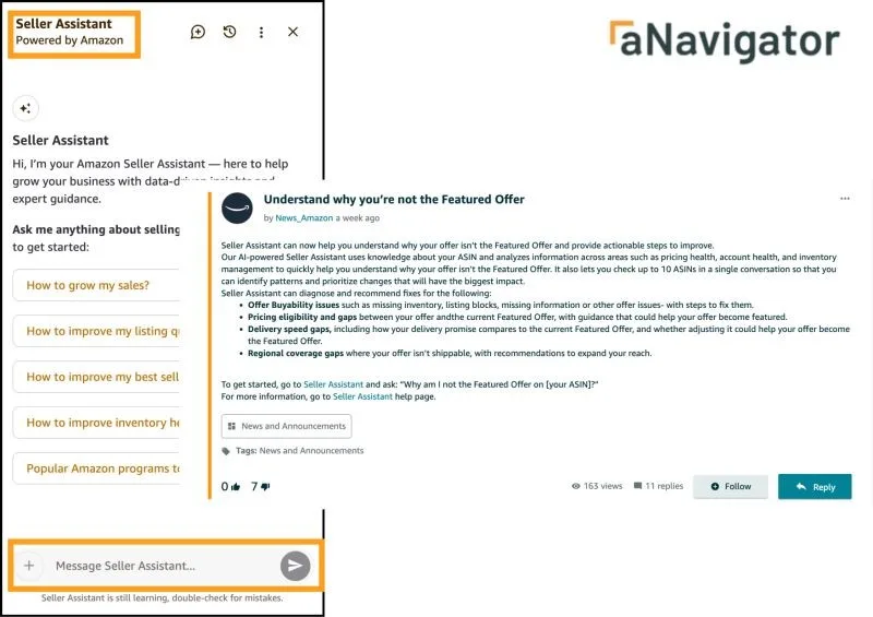 Original newsletter image: Seller Assistant explains why a listing loses the Featured Offer