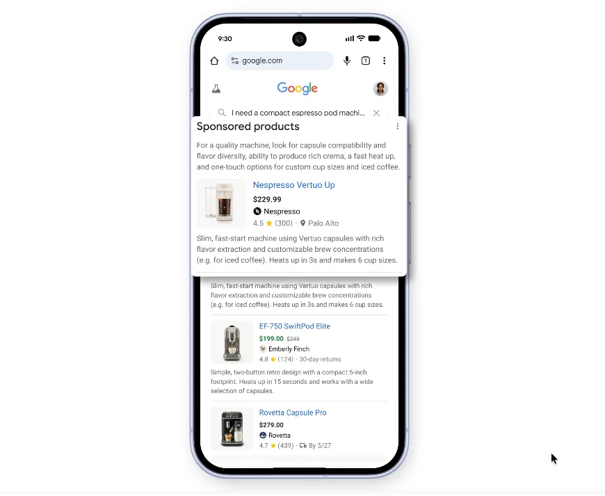 Original newsletter image: AI-powered Shopping ads land with Gemini-generated explainers