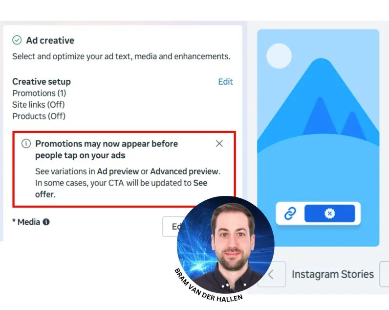 Original newsletter image: Meta Ads now displays promotions directly in ads before users tap