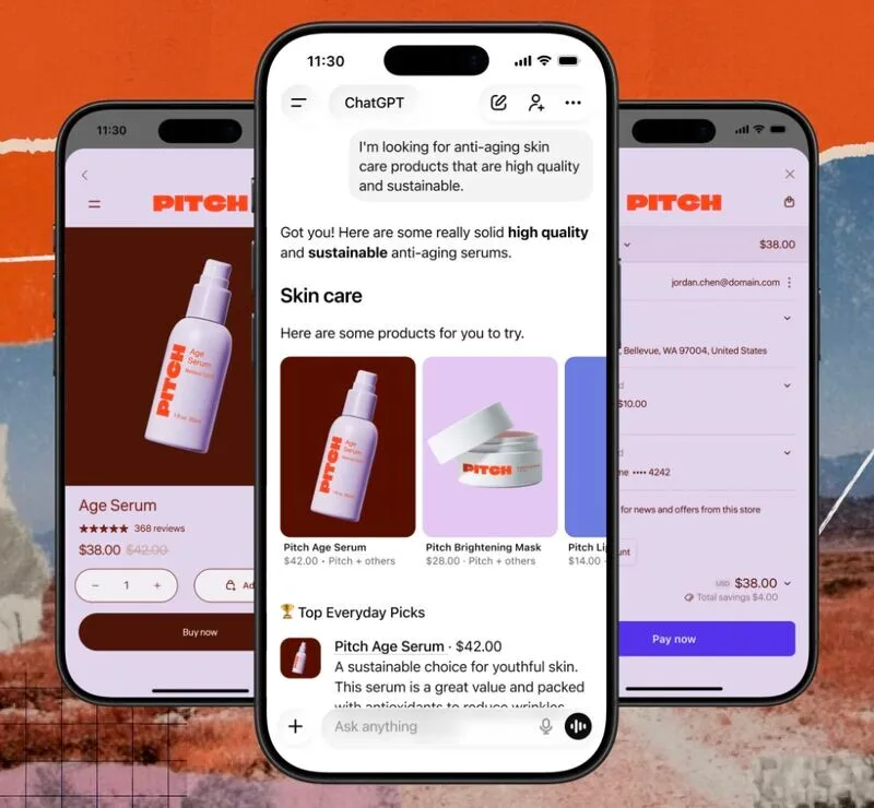 Original newsletter image: Shopify launches Agentic Storefronts for ChatGPT as default sales channel