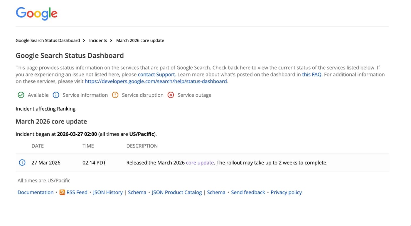 Original newsletter image: Google's March 2026 core and spam updates both roll out simultaneously