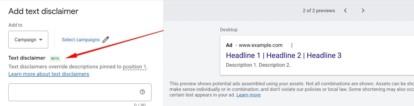 Original newsletter image: Text disclaimers arrive in Google Ads assets for regulated industries