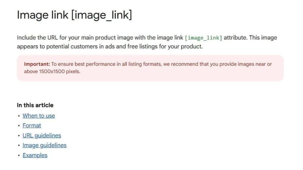 Original newsletter image: Google now highly recommends 1500x1500 images for product feeds