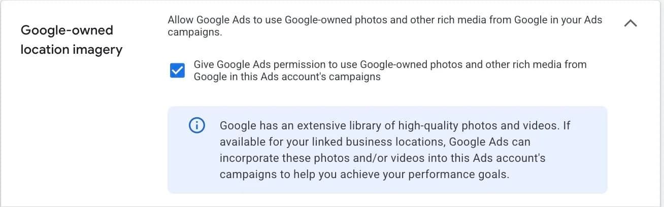 Original newsletter image: Google Ads has a hidden setting allowing Google-owned imagery in campaigns: enabled by default