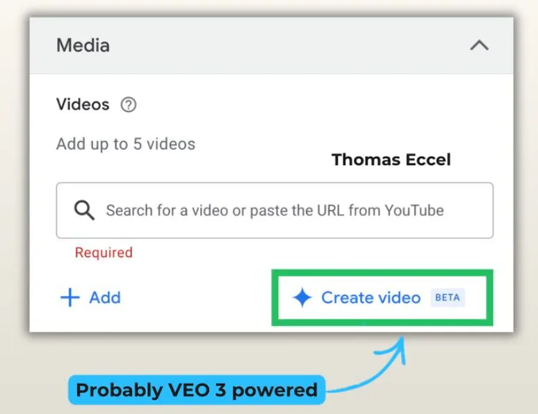 Original newsletter image: AI video generator CTA appears inside Demand Gen campaigns (beta)