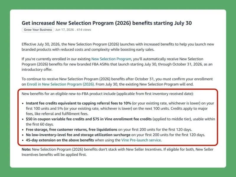 Original newsletter image: Amazon expands its New Selection programme for 2026