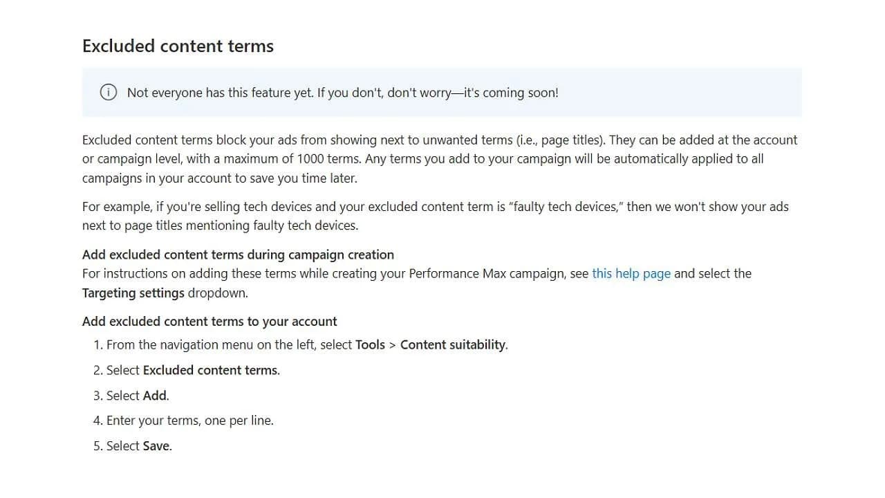 Original newsletter image: Performance Max gains placement and age exclusions