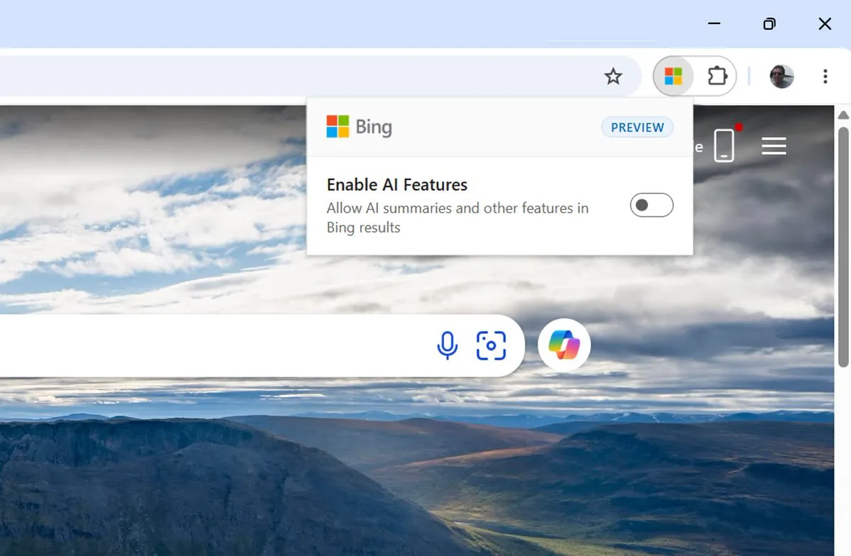 Original newsletter image: Bing ships an AI opt-out toggle for search results