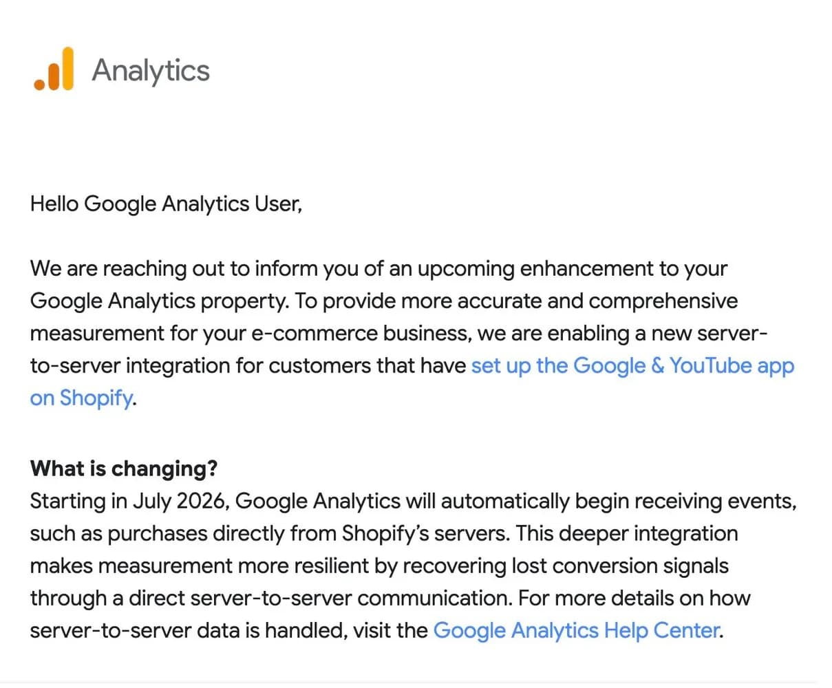 Original newsletter image: Google fixes its Shopify integration to report order volume and value server-side