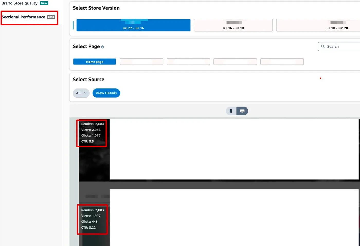Original newsletter image: Store pages gain section-level performance reporting