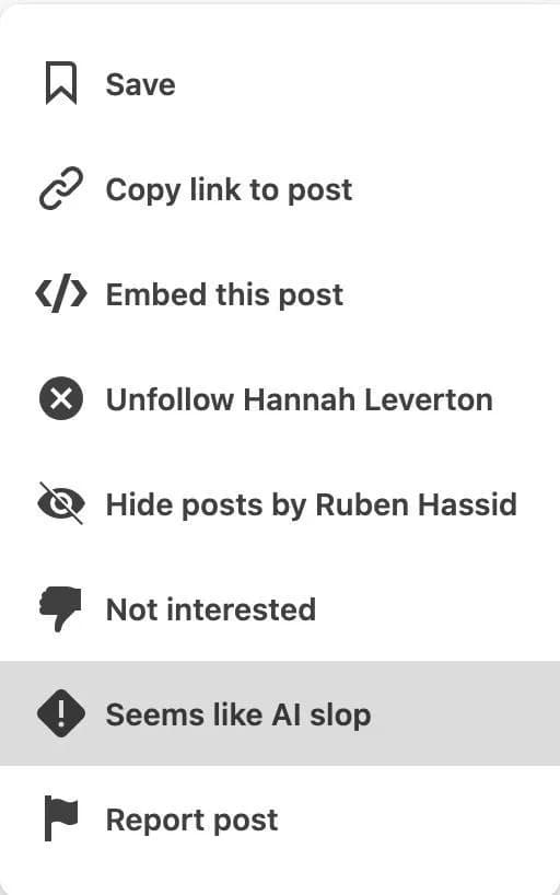 Original newsletter image: LinkedIn adds an official label for AI slop