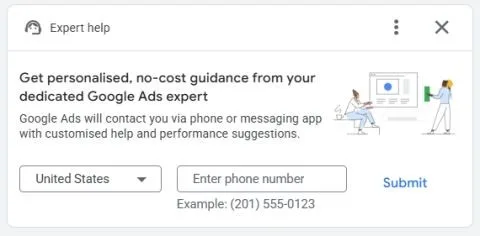 Original newsletter image: Phone support quietly reappears in the Google Ads dashboard