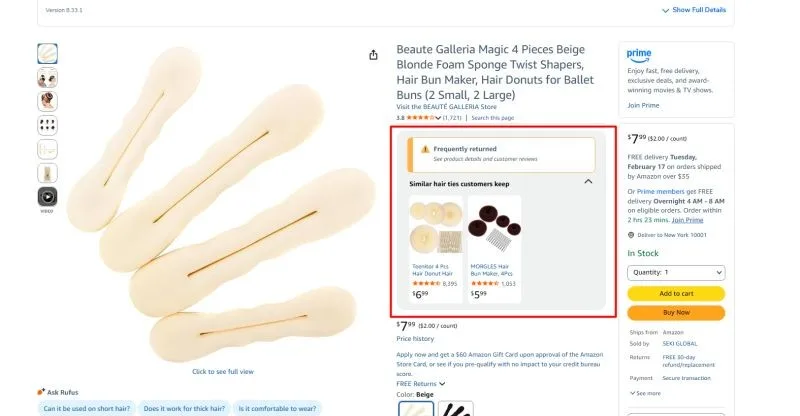 Original newsletter image: Amazon warns sellers about "Frequently Returned" badge