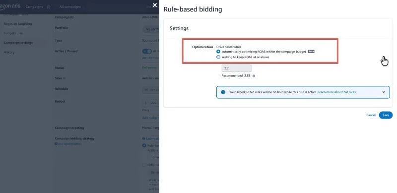 Original newsletter image: Amazon Sponsored Products tests automatic ROAS optimisation in rule-based bidding