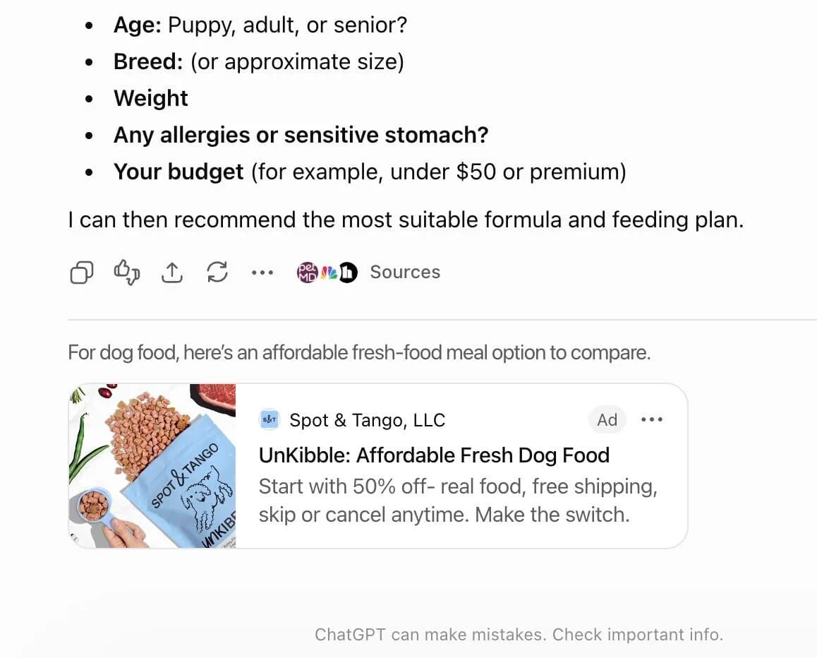 Original newsletter image: A descriptive heading appears above ChatGPT ads