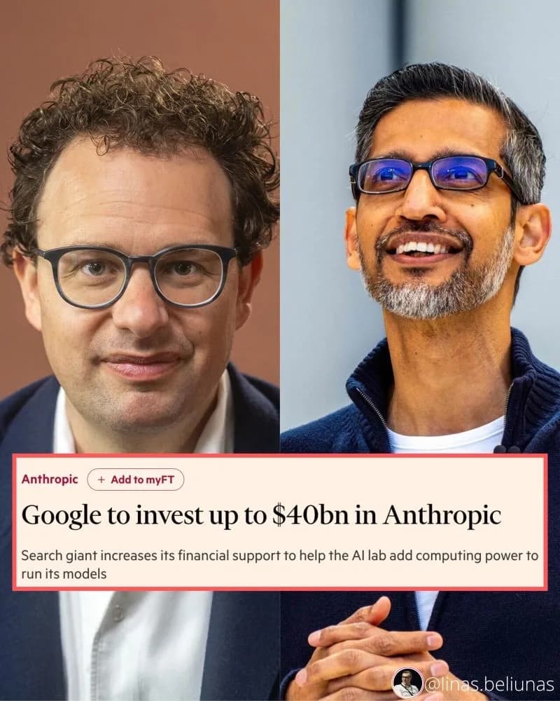 Original newsletter image: Google is reportedly committing up to $40 billion to Anthropic in a landmark AI investment