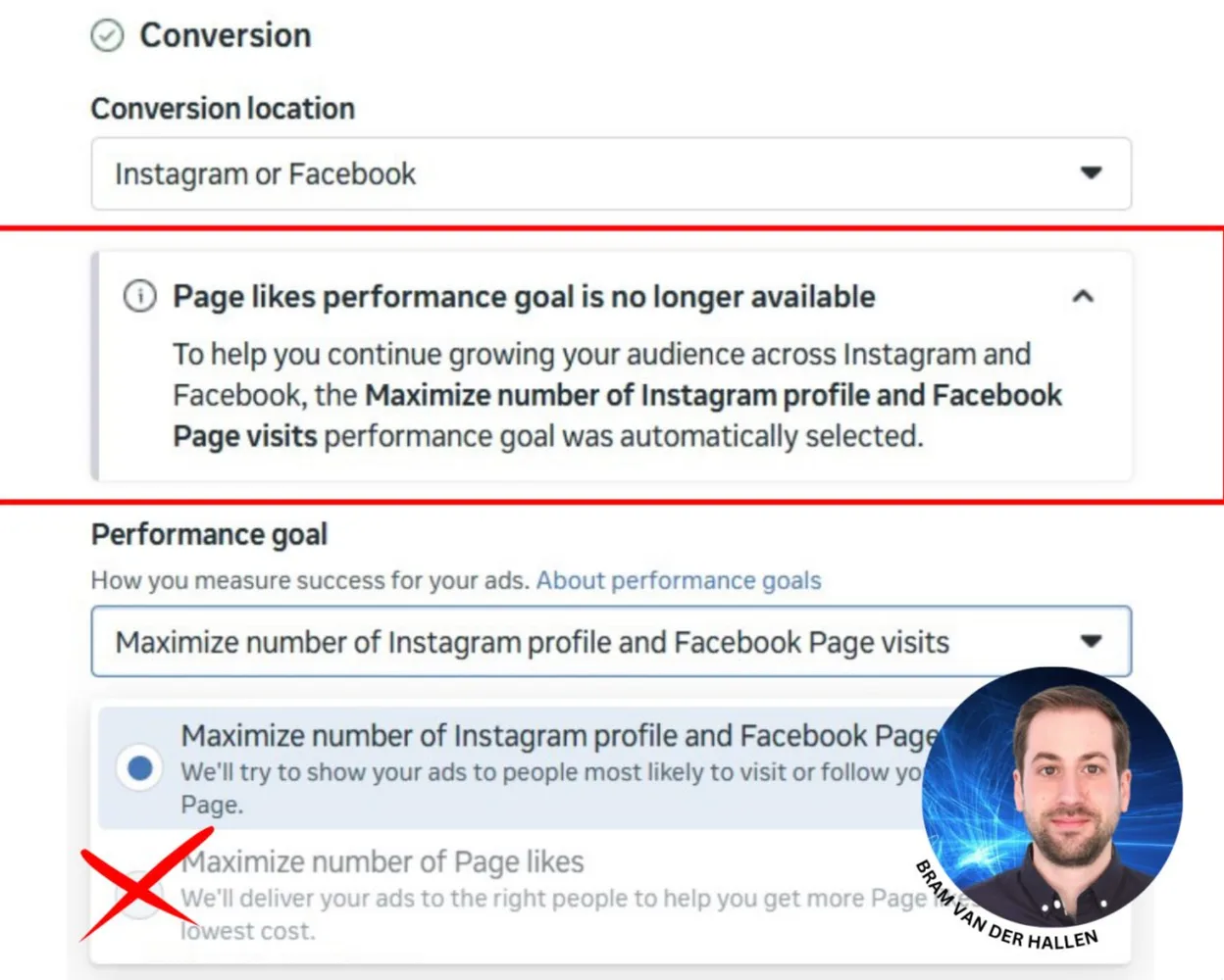 Original newsletter image: Meta removes Page Likes campaigns in favour of profile-visit optimisation