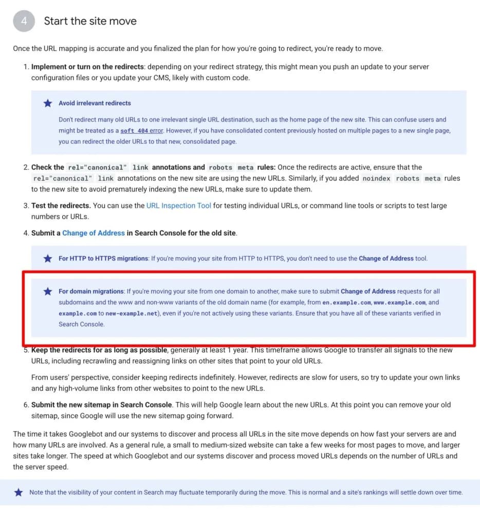 Original newsletter image: Google tells site owners to add all domain variants to the Change of Address tool