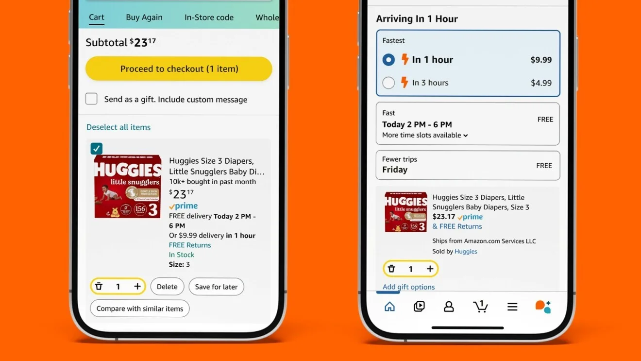 Original newsletter image: Amazon introduces 1-hour and 3-hour delivery in hundreds of cities