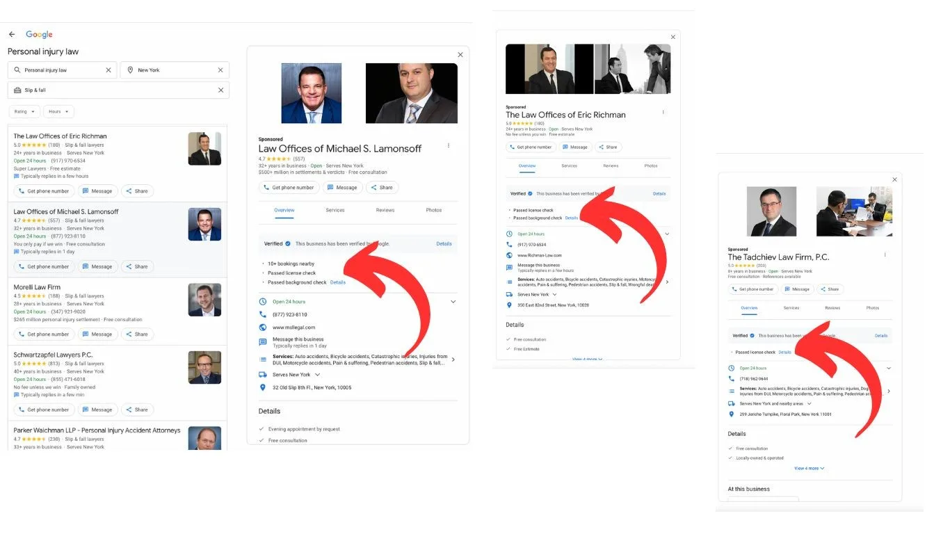 Original newsletter image: Google tests LSA profiles with varied trust qualifier displays